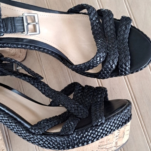 Schutz Corkscrew Leather Platform Woven Boho Braided Straps Block Heel Y2k - Picture 2 of 9